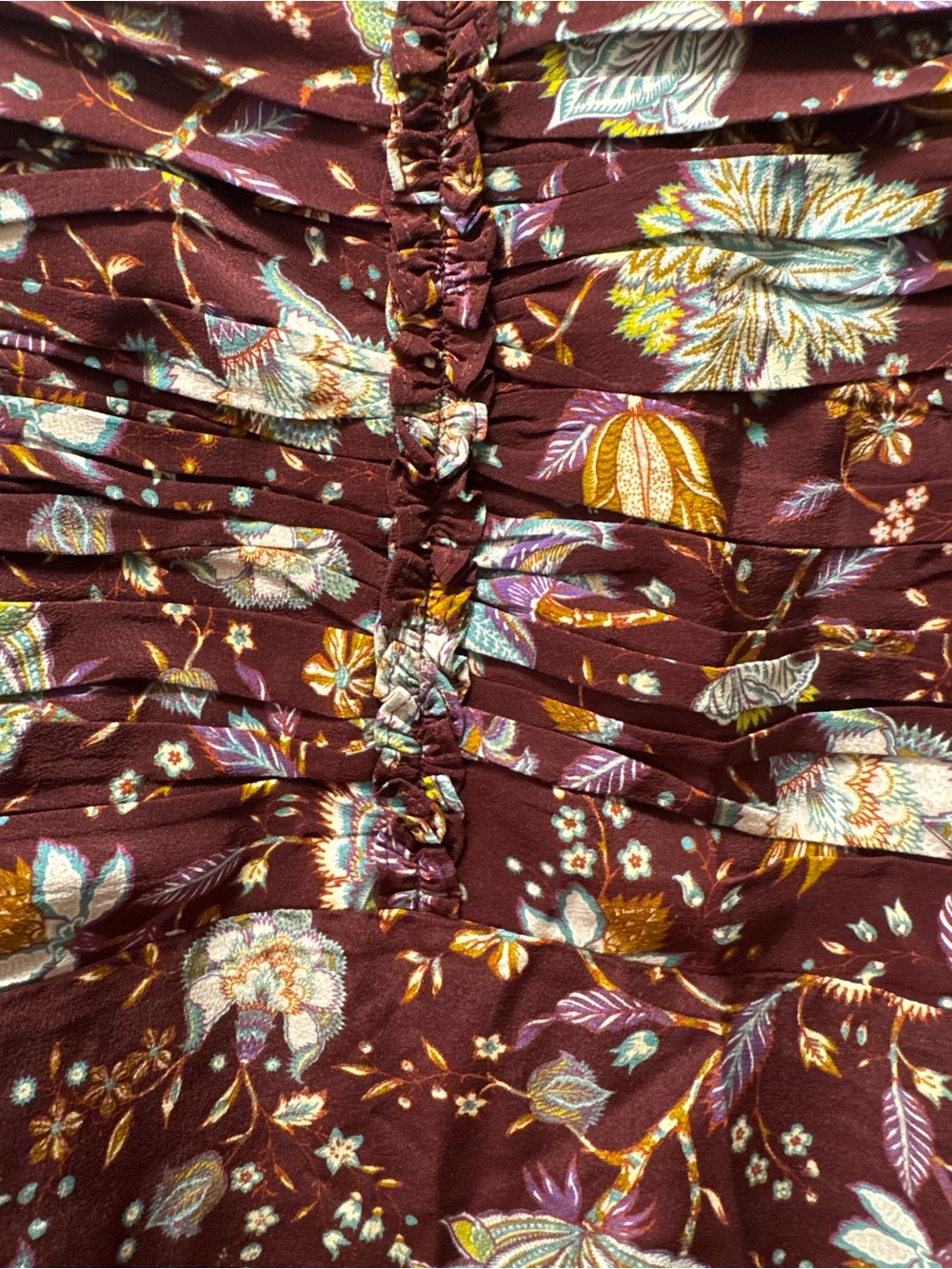 Ulla Johnson Imani Heliotrope Floral Ruched Silk Midi Skirt Size 10 - Picture 12 of 13